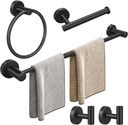 Bathroom Hardware Set, 24in Retractable Hand Towel Bar with Toilet Paper Holders, Towel Ring, 2pcs Multifunctional Robe Hooks