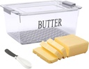 Butter Dispenser Box for Refrigerator,Butter Dish with Airtight Lid,BPA Free Butters Sticks Container with Butters Knife for Countertop kitchen decor and accessories,Clear Fridge Storage Box