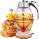 hatleues Honey Dispenser Press Type Honey Jar Sugar Container,No Drip Plastic Honey Syrup Dispenser Container for Honey and Syrup, Maple Syrup Dispenser Honey Pot with Stand