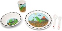 Dinosaur Bamboo Dish Set by Jack Rabbit Creations – 5 Piece Dinnerware Set Includes Bowl, Plate, Tumbler, Fork and Spoon – Dishwasher Safe – Eco-friendly & BPA Free – Utensils for Toddlers and Kids