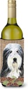 Bearded Collie on Faux Burlap with Pine Cones Wine Bottle Beverage Insulator Beverage Insulator Hugger