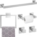 TNOMS Brushed Nickel Towel Bar Set,5-Piece Bathroom Hardware Set Includes Upgraded Double Base Paper Towel Holder Modern Square Towel Holder Set,Stainless Steel Wall Mount 23.6 Inch