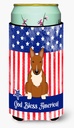 Caroline's Treasures BB3129TBC Patriotic USA Bull Terrier Red Tall Boy Hugger Can Cooler Sleeve Hugger Machine Washable Drink Sleeve Hugger Collapsible Insulator Beverage Insulated Holder