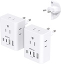 2 Pack European Travel Plug Adapter, International Power Adapter with 4 Outlets 4 USB C Ports (2 USB C), Type C Adapter for US to Most of Europe EU Italy Spain Greece Portugal France Germany