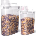 Rice Airtight Dry Food Storage Containers 2 Pack, BPA Free Plastic Storage Bin Dispenser with Pourable Spout, Portable Handle, Kitchen Pantry Organization for Cereal, Flour and Baking Supplies