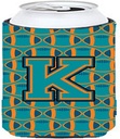 Caroline's Treasures CJ1063-KTBC Letter K Football Aqua, Orange and Marine Blue Tall Boy Hugger Can Cooler Sleeve Hugger Machine Washable Drink Sleeve Hugger Collapsible Insulator Beverage Insulated H