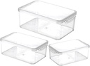 Zerodeko 3pcs Refrigerator Transparent Reusable Food Storage Containers Sealing Fresh Keeping Snack Bins for Fruits and Vegetables Stackable Kitchen Organizer