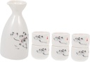 Japanese Style Ceramic Sake Pot and Cup Set Traditional White Wine Serving Holder with Sake Cups for Spirits and Water