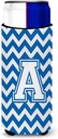 Letter A Chevron Blue and White Ultra Beverage Insulators for slim cans