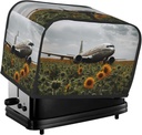 Plane Flies To Sunflower Field 2 Slice Toaster Covers Bread Machine Cover Quilted Dustproof Fingerprint Protectors Small Washable Appliance Cover Bread Maker Dust Protection Universal Size