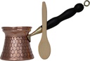 YDB Copper-KCP Series (6.7 floz)-Thickest Solid Copper Engraved/Hammered Turkish, Greek, Arabic, Armenian Coffee Pot with Wooden Handle, Stovetop Coffee Maker Cezve,Jezve,Jazva,Ibrik,Briki (Copper)