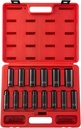 SUNEX TOOLS 2653 1/2-Inch Drive Deep Metric 6 Point Impact Socket Set, 14-Piece