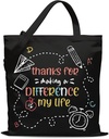Thanks for Making Difference in My Life,Appreciation Gifts for Women,Mom,Grandma,Teacher,Sister,Bestie,Teacher,Coworker, Canvas Tote Bag Thank You Gifts for Birthday Christmas Thanksgiving