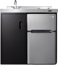 Summit CK36ELGLASS 37 Inch Wide All-In-One Kitchenette with Electric Smooth Top Burners - Black / Gray