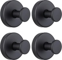 Suction Cup Hooks for Shower, Towel Hooks for Bathroom Kitchen Glass Mirror Tile, Stainless Steel Suction Hooks for Hanging Towel Coat Loofah Robe up to 15 lbs, 4 Pack (Black)