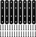 8PCS 5.00” x 0.75” Black Straight Flat Brace, Stainless Steel Sturdy Bracket, Metal Strap for Wood Furniture Chair with 32PCS Screws