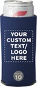DISCOUNT PROMOS Custom Collapsible Slim Can Coolers Set of 10, Personalized Bulk Pack - Holds Most 12 to 16 oz. Slim Cans, Insulated Cooler, Portable and Lightweight - Navy