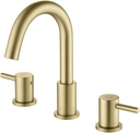 KIBI Circular 2-Handle Widespread Bathroom Sink Faucet | 8 Inch Solid Brass 3 Hole Faucet with Pop Up Drain | Durable and Leak-Proof Design | Stainless Steel and Brushed Gold Finish (KBF1016)