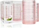 Glaver's Hobnail Drinking Glasses, Pink Vintage Glassware Set, Beaded Drinking Glasses, Set Of 4 15 oz Cocktail Glass Set, Bubble Glasses, For Everyday Usage