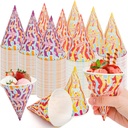 300 Pack 6 OZ Snow Cone Cups, Leakproof Paper Cone Cup, Disposable Sundae Snack Cup, Paper Funnel for Slush, Shaved Ice, Sorbet, Water Cooler Dispenser, Party, Cookout, Office