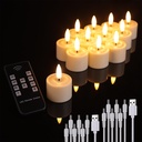 Rechargeable Tea Lights flameless Candles with Timer and Remote,led Votive Candles Battery Operated-Flickering Realistic,for Room,Retirement Party,Wedding Decor,Christmas (12 Pack)