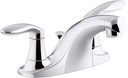 KOHLER K-15241-4DRA-CP Coralais Two-Handle Centerset Bathroom Sink Faucet with Plastic Pop-Up Drain & Lift Rod, Polished Chrome