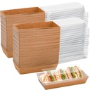 Dicunoy 100 Pack Disposable Sandwich Containers with Clear Lids, Paper Sushi To Go Containers, Rectangle Swiss Roll Cake Boxes for Craft Dessert, Waffle, Cookie, Breads, Pastry, Food Truck Business
