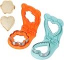 uxcell 2 Pack Crustless Sandwich Cutter, Flower/Heart Shape Uncrustable Sandwich Maker Sealer Press Bread Cookie Cutter and Sealer for DIY Breakfast Lunch Afternoon Tea (Orange/Blue)