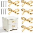 iplusmile 6Pcs Bow Dresser Knobs, Vintage Decorative Drawer Handles, Gold Bowknot Shape Furniture Door Pulls for Drawer Cabinet Desk Wardrobe Cupboard