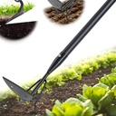 2 in 1 Hoe Garden Tool for Weeding& Cultivator - 52 inch Heavy Duty Garden Hoe with Upgraded Claw 3-Tine Tiller Rake,Long Handle Weed Grass Removal Tools for Gardening,Soil Loosening,Planting,Digging