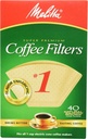 Melitta 620122 40 Count #1 Natural Brown Cone Coffee Filters (Pack of 5)
