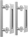 ZEKOO 12'' Sliding Barn Door Handle Hardware Two-Side Design Brushed Finish Stainless Steel Garden Gate Shed Pull Handle (2PCS)