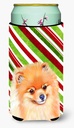 Caroline's Treasures LH9260TBC Pomeranian Candy Cane Holiday Christmas Tall Boy Hugger Can Cooler Sleeve Hugger Machine Washable Drink Sleeve Hugger Collapsible Insulator Beverage Insulated Holder