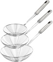 Enhanced Version Stainless Steel Spider Strainer Skimmer Ladle, Set of 3 Sizes Kitchen Strainer Spoon for Cooking and Frying, Pasta Strainer, Food Preparation-32.5cm, 36cm, 38cm