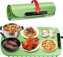 Warming Mat for Food, Upgraded Fast-Heating Electric Warming Tray with 7 Temp Levels & 8 Timers, Buffet Raised Feet & Rollable Silicone Heat Pad, Portable Food Warmer for Home, Party & Travel(Green)