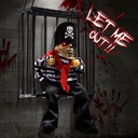 Screaming Halloween Decorations, Animated Halloween Decor,Pirate Scary Skull Cage Prop with Motion Activated, Spooky Hanging Ghost Light Up Eyes for Haunted House Indoor Outdoor Decor