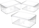 3pcs Stackable Refrigerator Organizer Bins Transparent Plastic Storage Containers for Food Fruits and Vegetables Lid Design for Efficient Fridge Organization