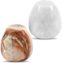 Marble Salt and Pepper Shakers Set of 2 Green Onyx & White 2.3" Inches Salt & Pepper Container, Spice Dispenser for Kitchen & Home Storage