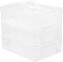 Cabilock Cupcake Carrier Handle 3-Tier Portable Cupcake Transporter Box Reusable Dessert Packaging Case for Parties and Events for Muffins and Pastries