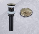 Bathroom Sink Drain with Overflow Basin Sink Vanity Pop Up Drain Stopper Brass Brushed Golden Cap Black Body Rustproof Lavatory Drain Assembly Push Down for Vanity Under Counter Sink Hole