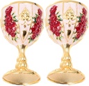 Cabilock 2pcs Retro Metal Wine Cups Decorative Alloy Chalice for Home Bar Office Embossed Vintage Style Drinkware with Elegant European Design and Portable