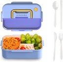 Lunch Box,Snackle Box Container,Bento Box Adult,Lunch Box Kids,Lunchbox with Spacer,100% Leak-proof Lunchboxs,Lunch Boxs with Thermos,Microwaveable (Blue, Single layer)