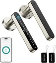 5 in 1 Keyless Entry Door Lock for Bedroom,Smart Fingerprint Door Handle with Code,Thumbprint Smart Doorknobs Lock Keypad for Interior Room,Apartment,Office,Storage Room,Motel(Silver,Black)