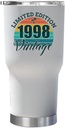Generic 1998 Vintage Tumbler 30oz With Lid 26th Happy Birthday Cup Gift - 26 Years Old Tumblers Stainless Steel - Limited Edition 1998 Retro Sunset White Tumbler Christmas Gift
