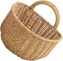Wall Hanging Basket for Kitchen Bathroom Storage Multi-purpose Garlic and Ginger Organizer Easy to Install Wall-mounted Woven Storage Basket Fresh Color for Home