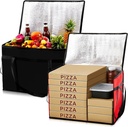 Maxcheck 2 Pcs Insulated Bags for Food Delivery XXXL Large Capacity Hot Grocery Tote Bag Reusable Warming Pizza Catering Carrier for Commercial Travel Lunch Shopping Gifts (Red and Black)