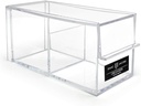 Isaac Jacobs 2-Compartment Rectangular Clear Acrylic Organizer with Lid (6.75" L x 3" W x 3.25" H), Tea Bag Holder, Multi-Sectional Tray, Stackable, Storage Box, for Kitchen, Bathroom, Office & More