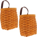 2pcs Wooden Basket Wall Hanging Flower Basket Handle Woven Wall Hanging for Kitchen Storage