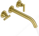 Wall Mount Tub Filler, Brass High Flow Roman Faucet, Brushed Gold Bathtub Faucet with 2 Handles, Long Spout Reach