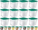 Yungyan 12 Pcs 4 Qt Commercial Food Storage Containers with Lids Restaurant Square Airtight Food Storage Containers Clear Cereal Containers for Kitchen Freezer Dishwasher Pantry(Green Lid)